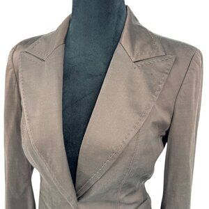 Bebe Satin Blazer Womens Size 6 Y2K Stitching Tailored Single Button 90s Work